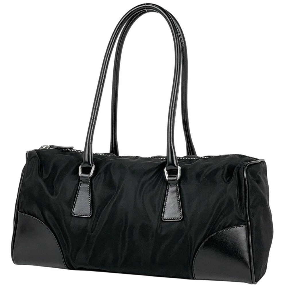 Prada Plate Handbag Boston Nero Black